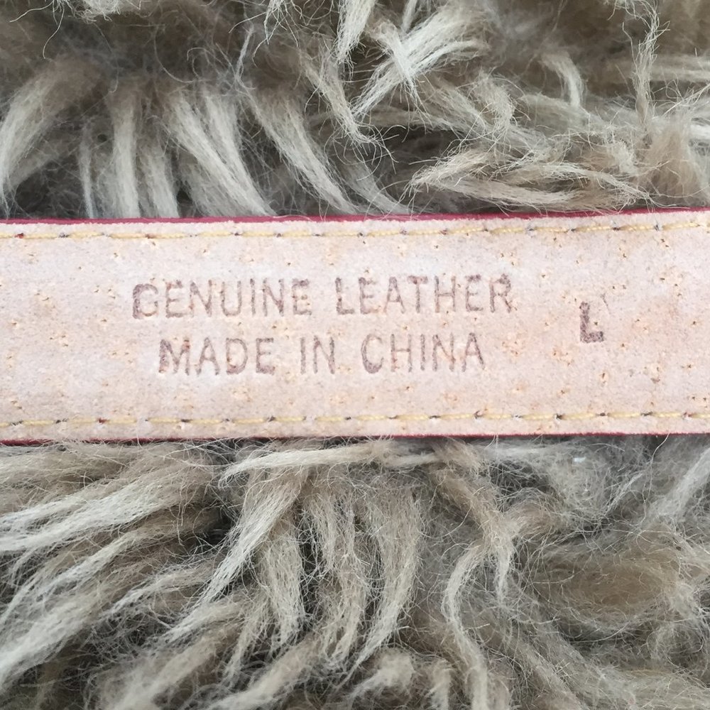 Vintage thin red leather belt - size L - Picture 3 of 6